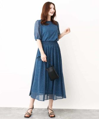 モダンドット柄シフォンブラウス／洗える