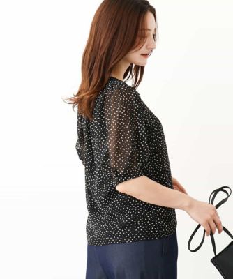 ＜MK MICHEL KLEIN (Women)＞モダンドット柄シフォンブラウス／洗える