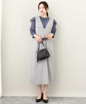 ボウタイ付きドット柄シアーブラウス／洗える