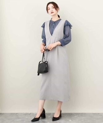 ボウタイ付きドット柄シアーブラウス／洗える