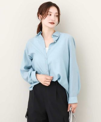 ＜MK MICHEL KLEIN (Women)＞パール調釦シアーシャツブラウス／洗える