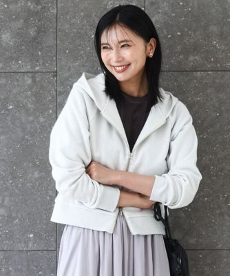 ＜MK MICHEL KLEIN (Women)＞ラメ裏毛スウェットダブルジップパーカー／洗える