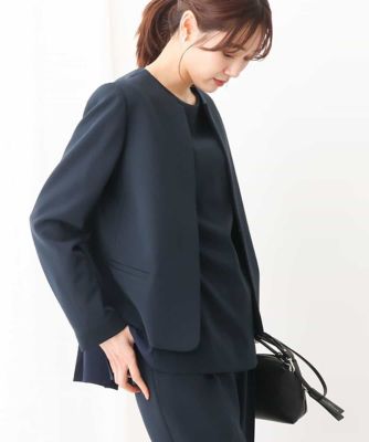 ＜MK MICHEL KLEIN (Women)＞ダブルクロスノーカラージャケット／洗える
