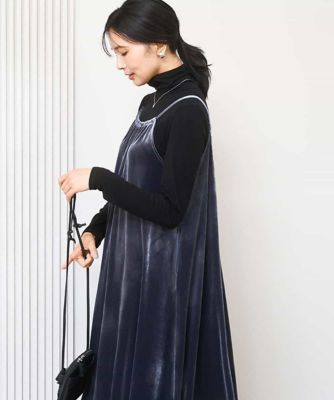 ＜MK MICHEL KLEIN (Women)＞スノーベロア　ショルダーストラップワンピース／洗える