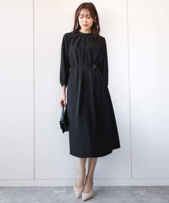 ウエストベルト付きサックワンピース／洗える