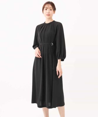 ウエストベルト付きサックワンピース／洗える