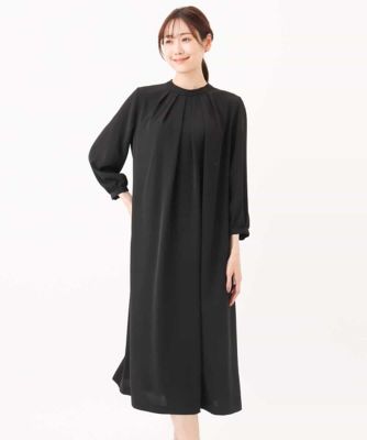 ウエストベルト付きサックワンピース／洗える