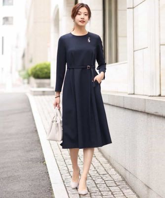 （はん♡）ベルト付き切り替えフレアーワンピース ベルト付きフレアワンピース／制菌加工／洗える | MK MICHEL KLEIN
