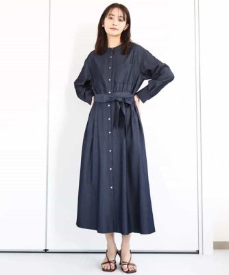 デニムライク前開きワンピース／洗える
