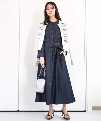 デニムライク前開きワンピース／洗える