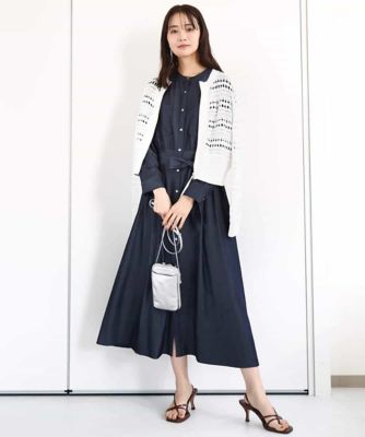 デニムライク前開きワンピース／洗える
