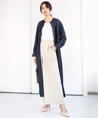 デニムライク前開きワンピース／洗える