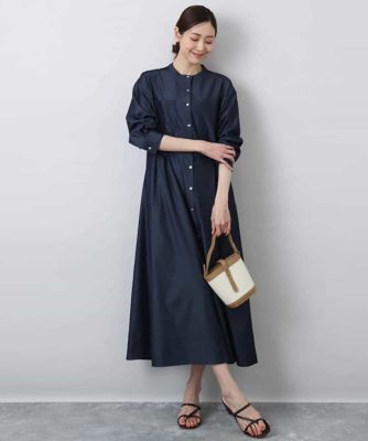 デニムライク前開きワンピース／洗える