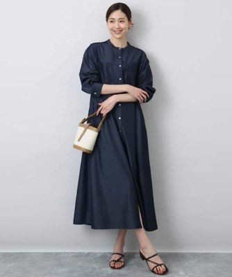 デニムライク前開きワンピース／洗える