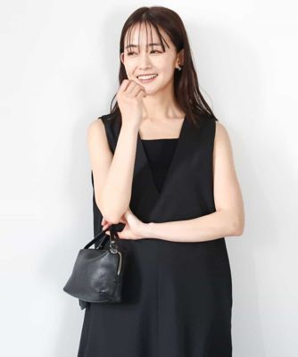 MK MICHEL KLEIN (Women)/エムケーミッシェルクラン リネンライクVネックジャンパースカート/洗える