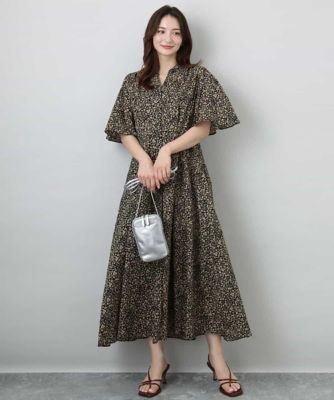 ＜MK MICHEL KLEIN (Women)＞キーネックコットンワンピース／洗える