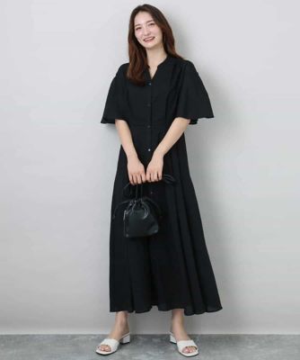 キーネックコットンワンピース／洗える