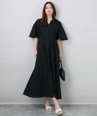 キーネックコットンワンピース／洗える