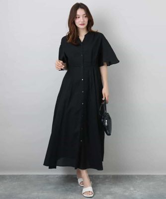 キーネックコットンワンピース／洗える
