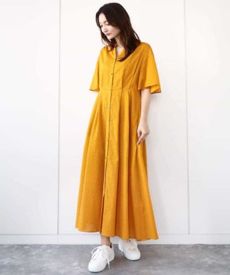 キーネックコットンワンピース／洗える
