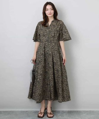 キーネックコットンワンピース／洗える