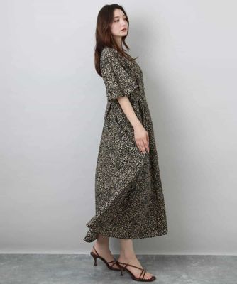 キーネックコットンワンピース／洗える