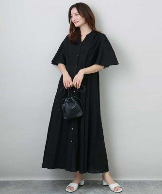 キーネックコットンワンピース／洗える