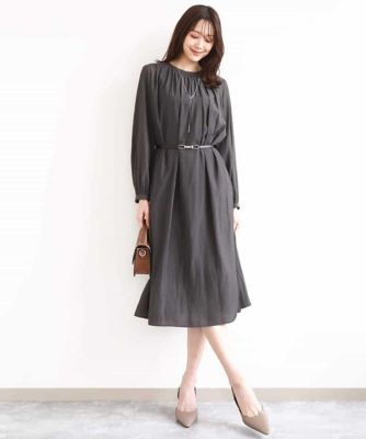 サテンギャザーワンピース／洗える | MK MICHEL KLEIN (Women