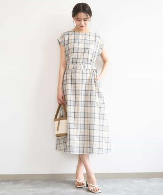 ＜MK MICHEL KLEIN (Women)＞オーガンジーチェック柄フレアシルエットワンピース／洗える