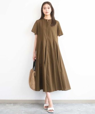 ＜MK MICHEL KLEIN (Women)＞サッカー調ウエスト切り替えワンピース／洗える