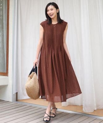 ＜MK MICHEL KLEIN (Women)＞［洗える］幾何柄レースＡラインワンピース