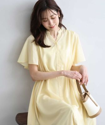 ＜MK MICHEL KLEIN (Women)＞［洗える］フレアスリーブ　ベルト付きワンピース