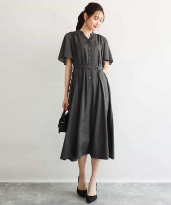 美品 アドーア ADORE キーネックフレアスリーブワンピース 上品ミニマル 洗える］フレアスリーブ ベルト付きワンピース | MK MICHEL KLEIN