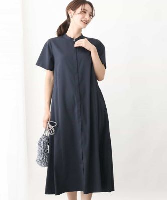 バンドカラー半袖ワンピース／洗える | MK MICHEL KLEIN (Women