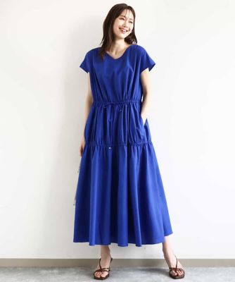 ＜MK MICHEL KLEIN (Women)＞Ｖネックフレンチスリーブワンピース／洗える