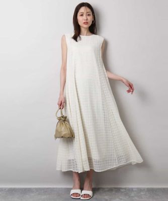 ＜MK MICHEL KLEIN (Women)＞幾何レースフレアーワンピース／洗える