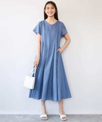 ラミーリネン混Aラインワンピース ユナイテッドアローズ　アンタイトル　23区 接触冷感／洗える］ラミーリネン混Aラインワンピース | MK MICHEL