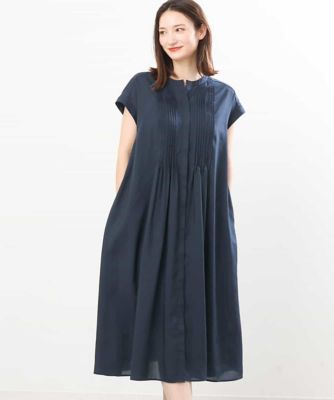MK MICHEL KLEIN (Women)/エムケーミッシェルクラン ベルト付きピンタックシアーワンピース／洗える