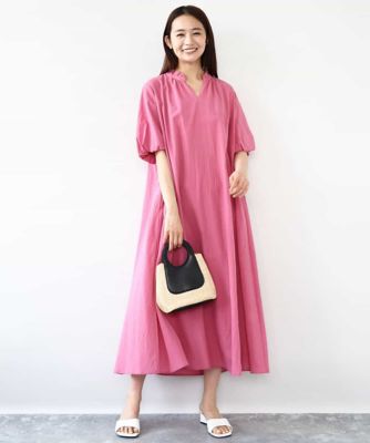 ＜MK MICHEL KLEIN (Women)＞ソフトコットンボリュームスリーブワンピース／洗える