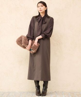 新品　ミッシェルクラン　ベージュ スカートスーツセットアップ タグ付き 洗える］Vネックジャンパースカート | MK MICHEL KLEIN (Women