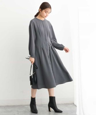 ＜MK MICHEL KLEIN (Women)＞ウエストタックデザインツイルワンピース／洗える