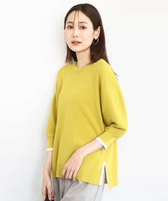 ＜MK MICHEL KLEIN (Women)＞ドルマンスリーブ配色デザインニット／洗える