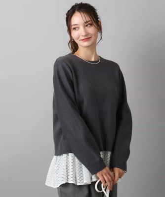 MK MICHEL KLEIN (Women)/エムケーミッシェルクラン スムース編みバックボタンニット/洗える 92グレー トップス【三越伊勢丹/公式】