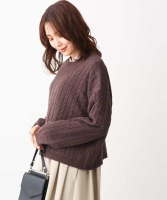 ＜MK MICHEL KLEIN (Women)＞ケーブル編みニットプルオーバー／洗える