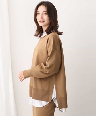 ＜MK MICHEL KLEIN (Women)＞スポンディッシュクルーネックニット／洗える