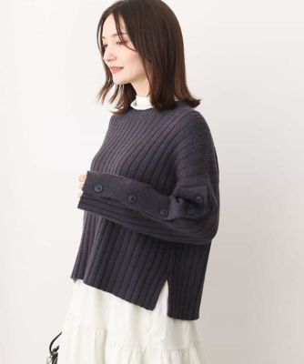 ＜MK MICHEL KLEIN (Women)＞ボタンスリーブショート丈ニット／洗える