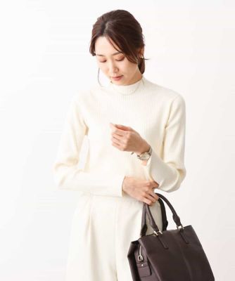 ＜MK MICHEL KLEIN (Women)＞モックネックリブニット／洗える