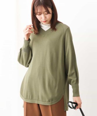 ＜MK MICHEL KLEIN (Women)＞Ｖネックニットチュニック／洗える