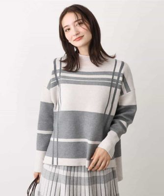 チェック柄ニットプルオーバー／洗える | MK MICHEL KLEIN (Women