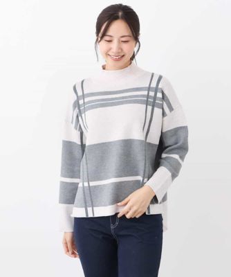 チェック柄ニットプルオーバー／洗える | MK MICHEL KLEIN (Women